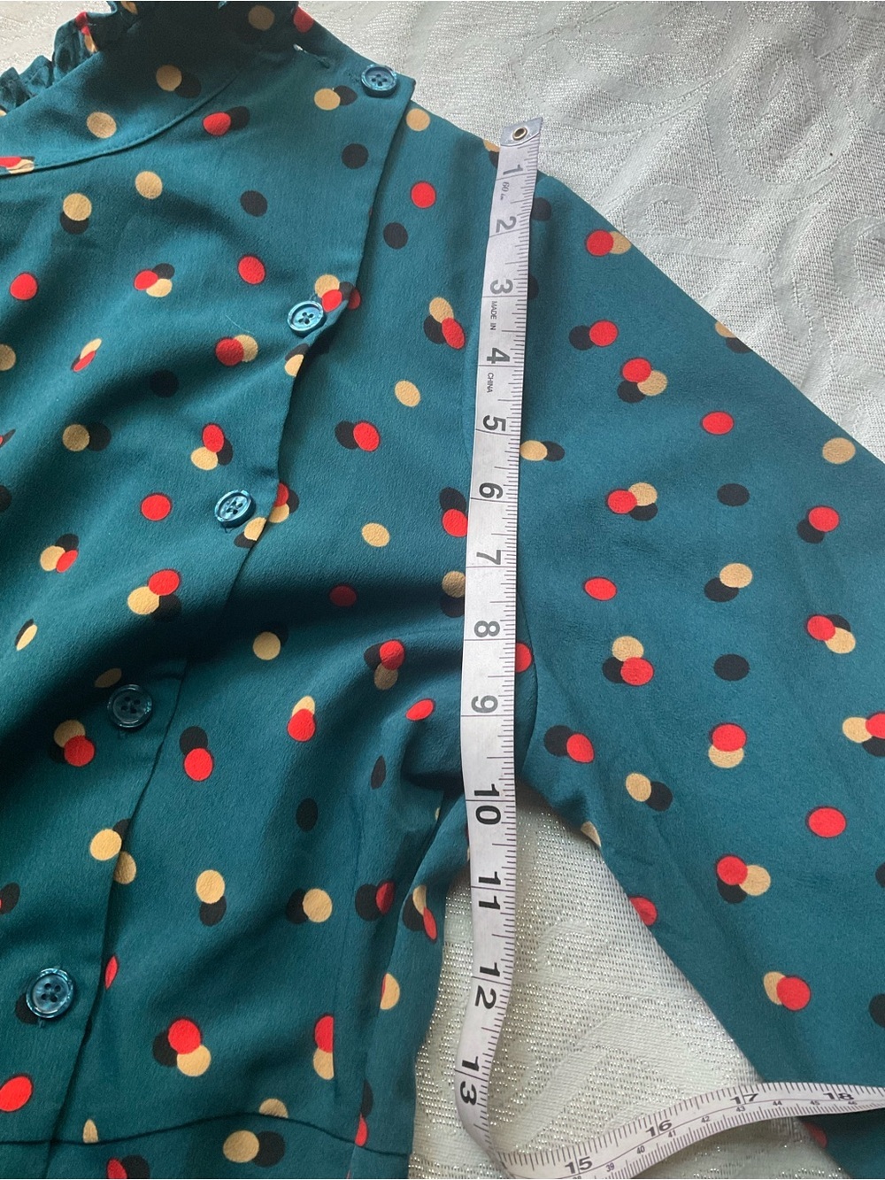 Who What Wear Teal Polka Dot Mock Neck Dress Size M - Picture 6 of 9